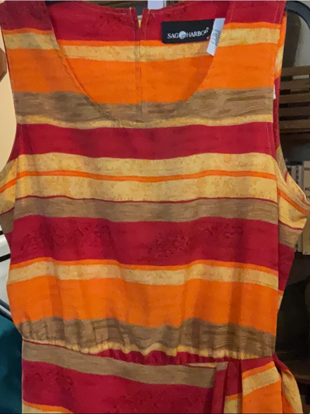 Sag Harbor Multi Color Sz 16 Ptp 22 Waist 16 Length 39” 100% Poly